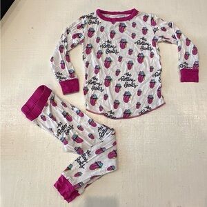 Rowdy Sprout Kids Pajama Set - Pink and White